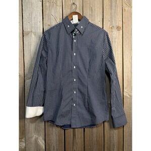 Nara Camicie Mens Navy White Geometric Floral Button Down Shirt Made in Italy L